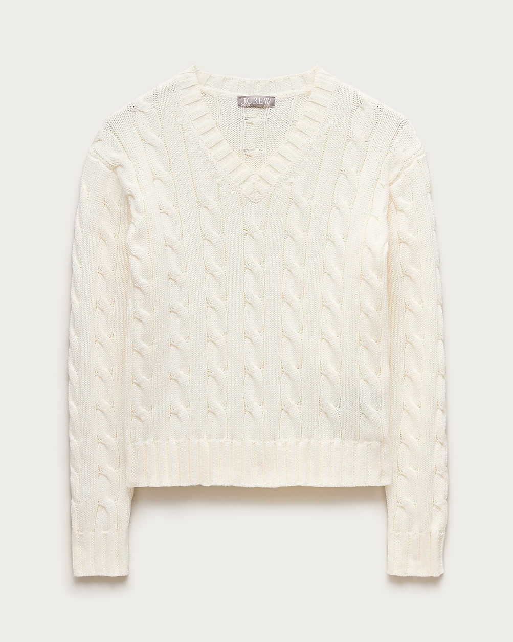 Cable-knit high V-neck sweater in heritage cotton | J. Crew US
