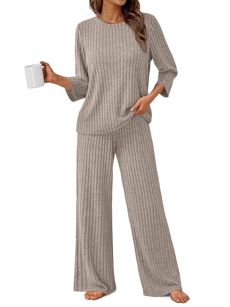 LILLUSORY Womens 2 Piece Lounge Sets Pajamas Matching Outfits 2025 3/4 Sleeve Fall Clothes Vacati... | Amazon (US)