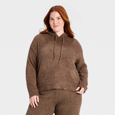 Women's Teddy Hooded Pullover Sweater - Auden™ Brown 3X | Target