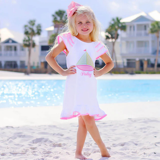 Sailboat White Ruffle Milly Dress | Classic Whimsy