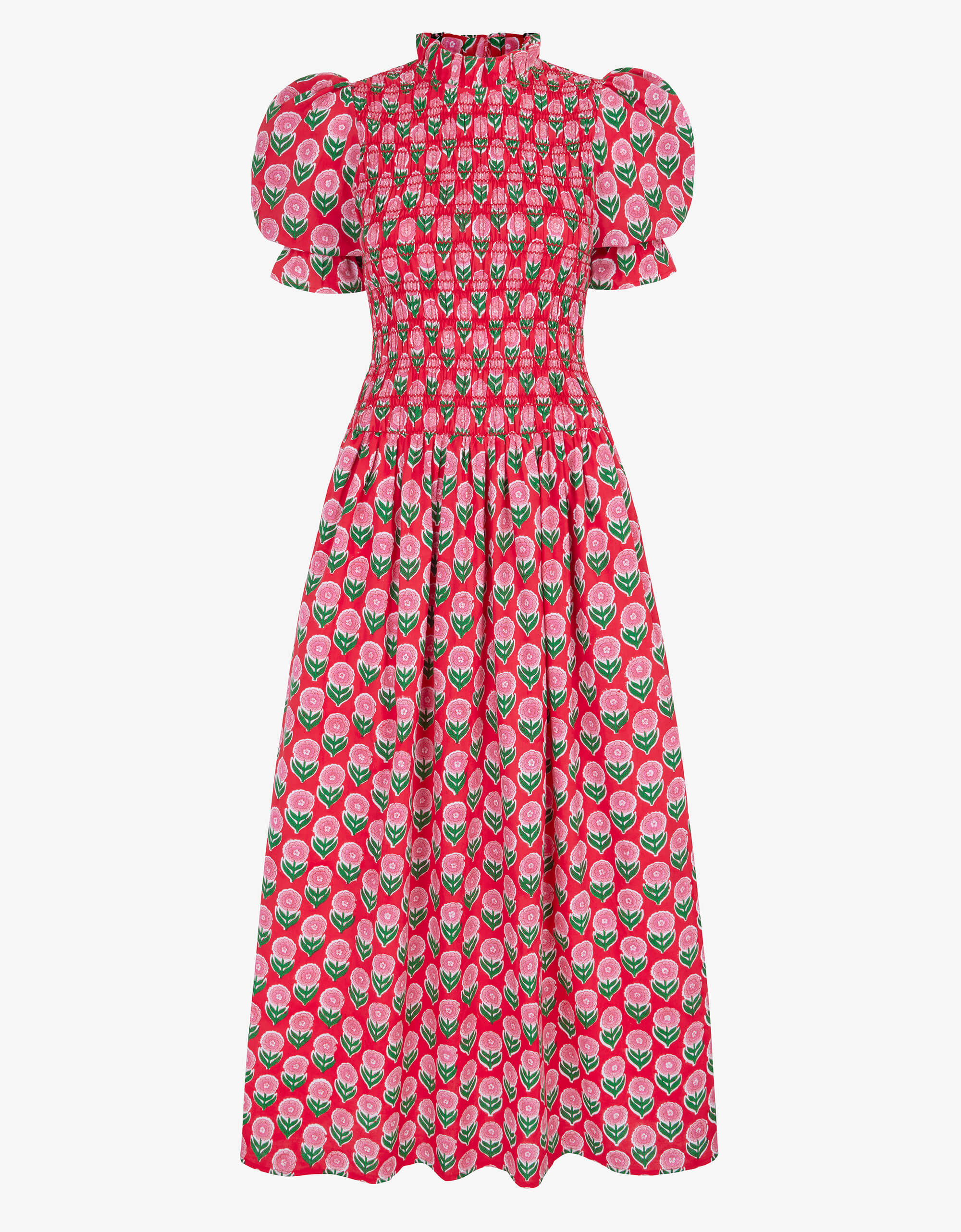 Red and Green Holly Buta Lorenne Dress | Pink City Prints UK