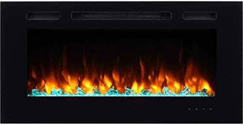PuraFlame Alice 40 Inches Recessed Electric Fireplace, Flush Mounted for 2 X 6 Stud, Log Set & Cr... | Amazon (US)