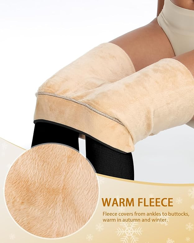 CHRLEISURE Women's Fleece Lined Tights - Fake Sheer Warm Pantyhose Thick Leggings | Amazon (US)