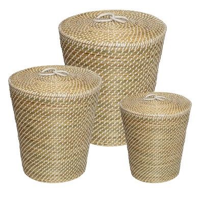 Honey-Can-Do Set of 3 Nesting Seagrass Snake Charmer's Baskets Natural | Target