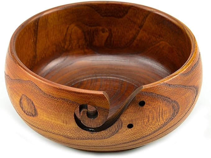 Wooden Yarn Bowl, Knitting Yarn Bowls with Holes Storage Handmade to Prevent Slipping, Perfect Ya... | Amazon (US)