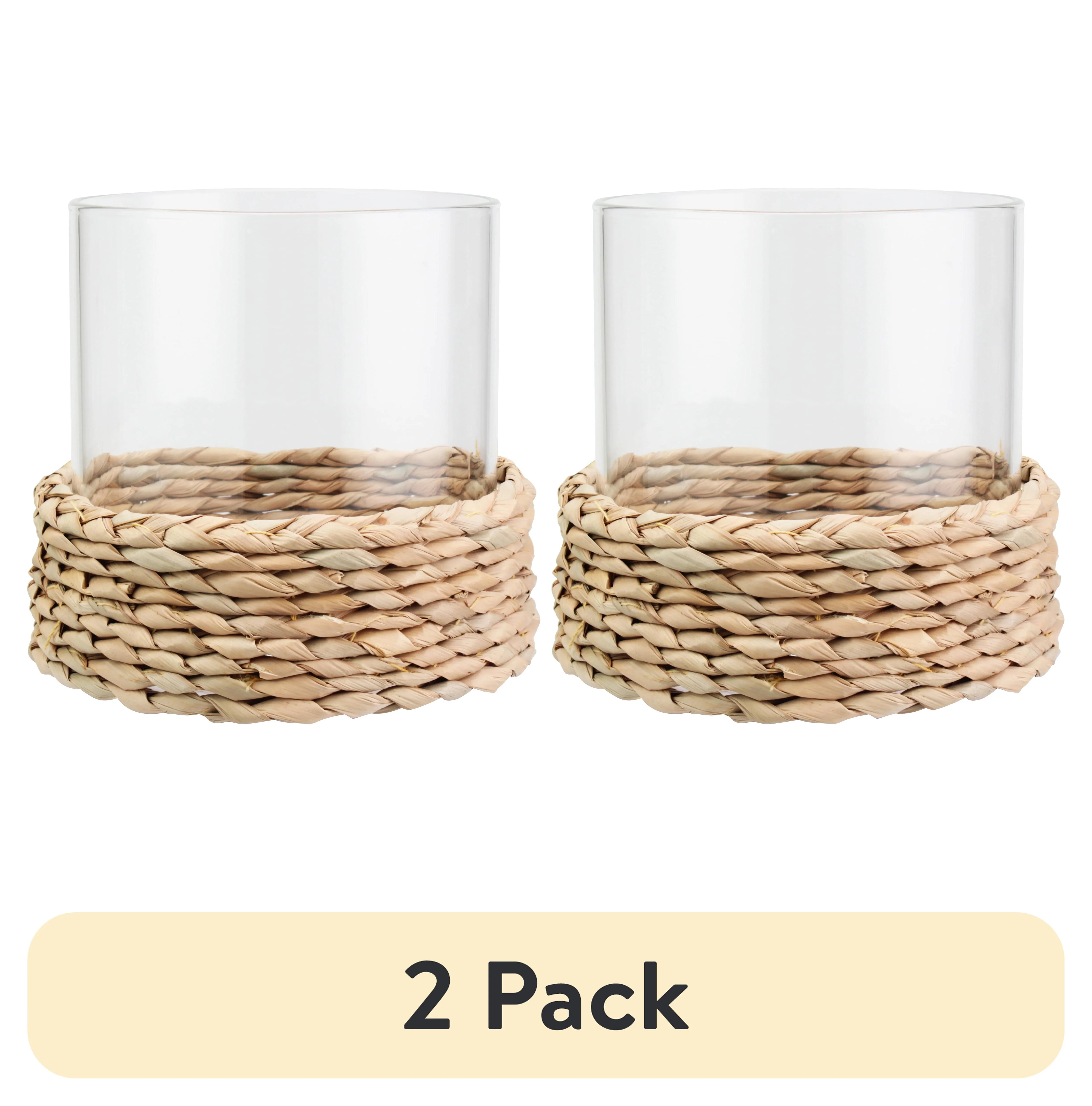 (2 pack) Better Homes & Gardens Decorative Hyacinth Hurricane Pillar Candle Holder, Brown - Walma... | Walmart (US)