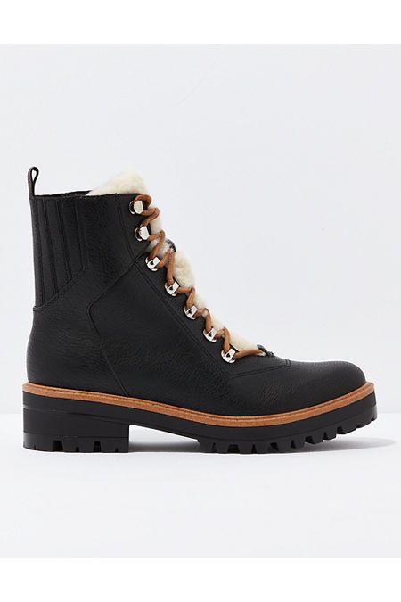 AE Sherpa Lug Boot Women's Black 11 | American Eagle Outfitters (US & CA)