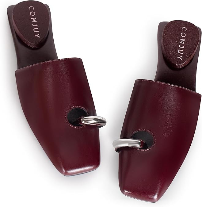 Square Toe Mule Sandals for Women Slip On Kitten Heels with Inverted Heel Cushioned Footbed Toe R... | Amazon (US)