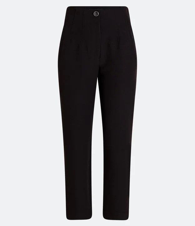 Calça Cenoura Alfaiatada com Botão Decorado no Cós Preto | Renner (BR)