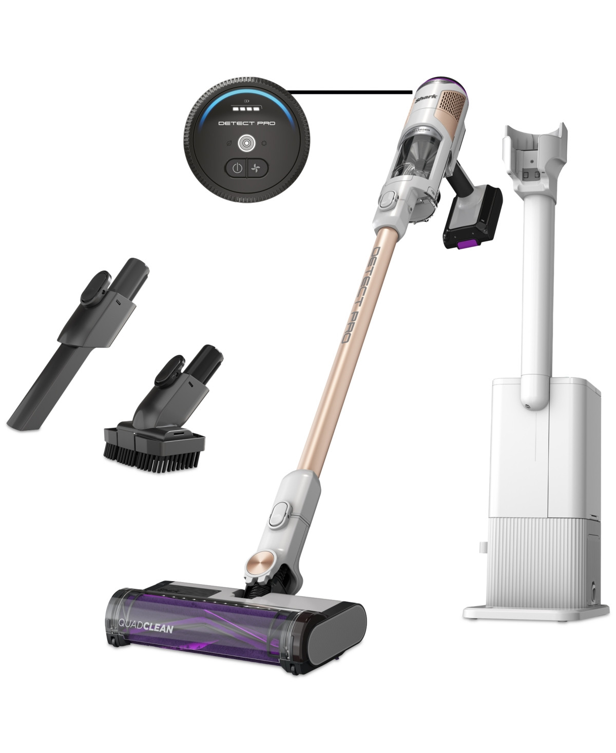 Shark Cordless Detect Clean & Empty Auto-Empty System with QuadClean Multi-Surface Brushroll- IW3511 - Rotator White, Cloudy Blue | Macy's