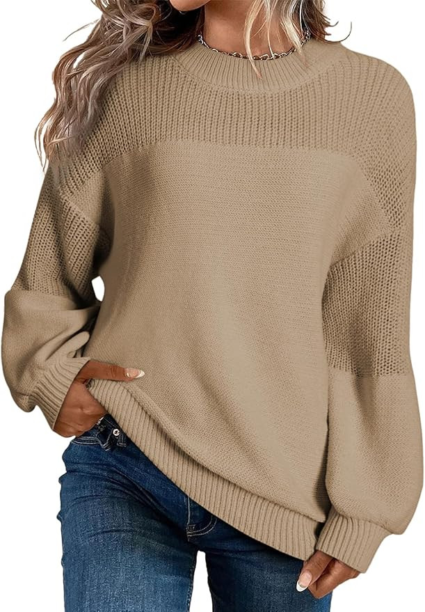 Dokotoo Women's Casual Long Sleeve Sweaters Loose Crewneck Knit Solid Pullover Sweater Jumper Top... | Amazon (US)