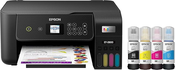 Epson EcoTank ET-2800 Wireless Color All-in-One Cartridge-Free Supertank Printer with Scan and Co... | Amazon (US)