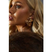 Womens Floral Shaped Stud Earrings - gold - One Size, Gold | Miss Pap UK