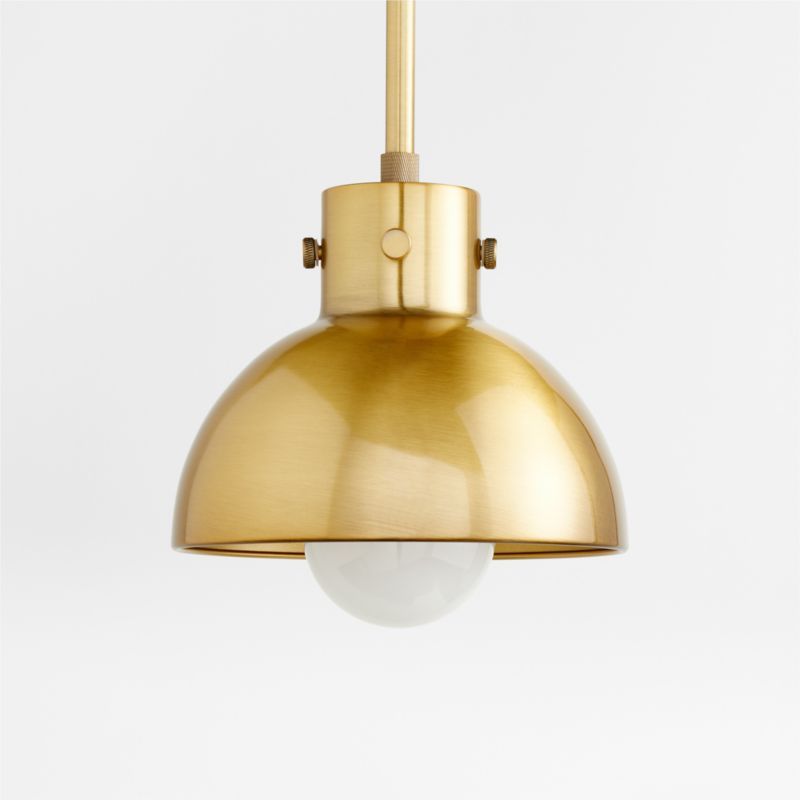 Dakota Brass Pendant Light with Small Brass Dome | Crate & Barrel | Crate & Barrel
