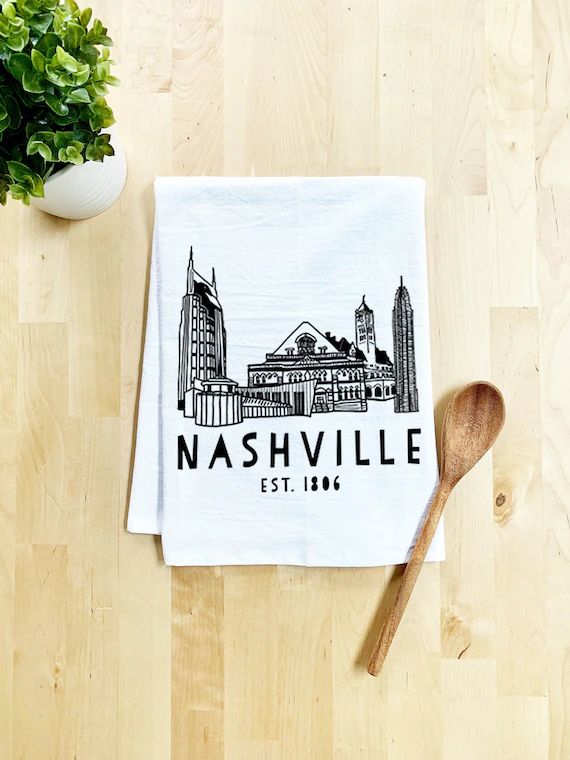Funny Kitchen Towel Nashville Skyline Flour Sack Dish Towel | Etsy | Etsy (US)