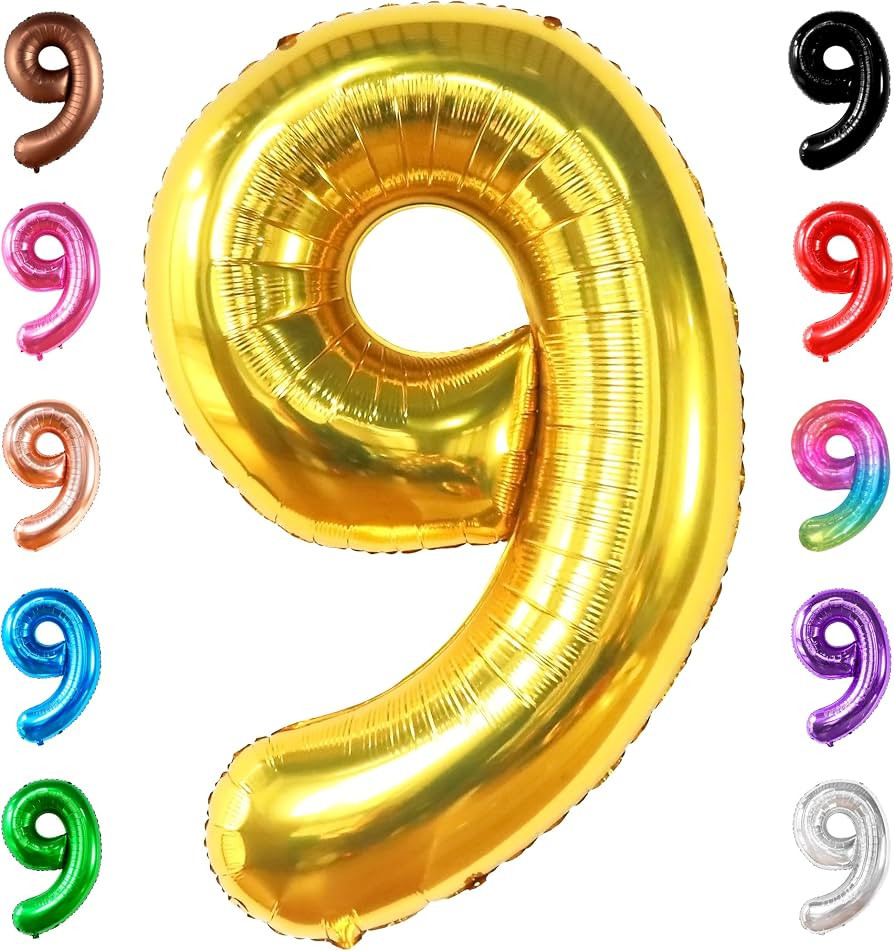 KatchOn, Giant Gold Number 9 Balloon - 40 Inch | Foil 9 Birthday Balloon for 9th Birthday Decorat... | Amazon (US)