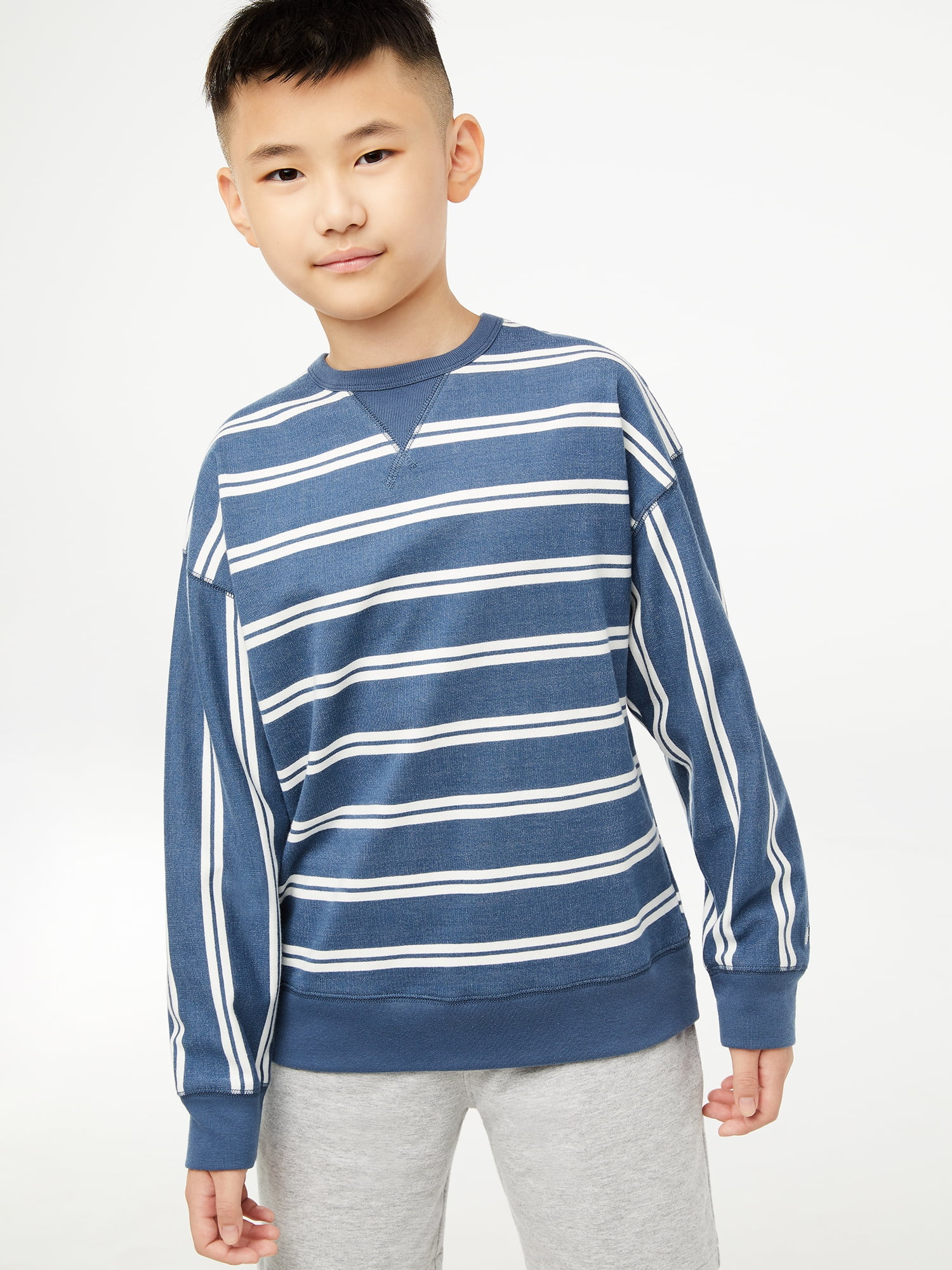 Free Assembly Boys Stripe Crewneck Top, Sizes 4-18 | Walmart (US)