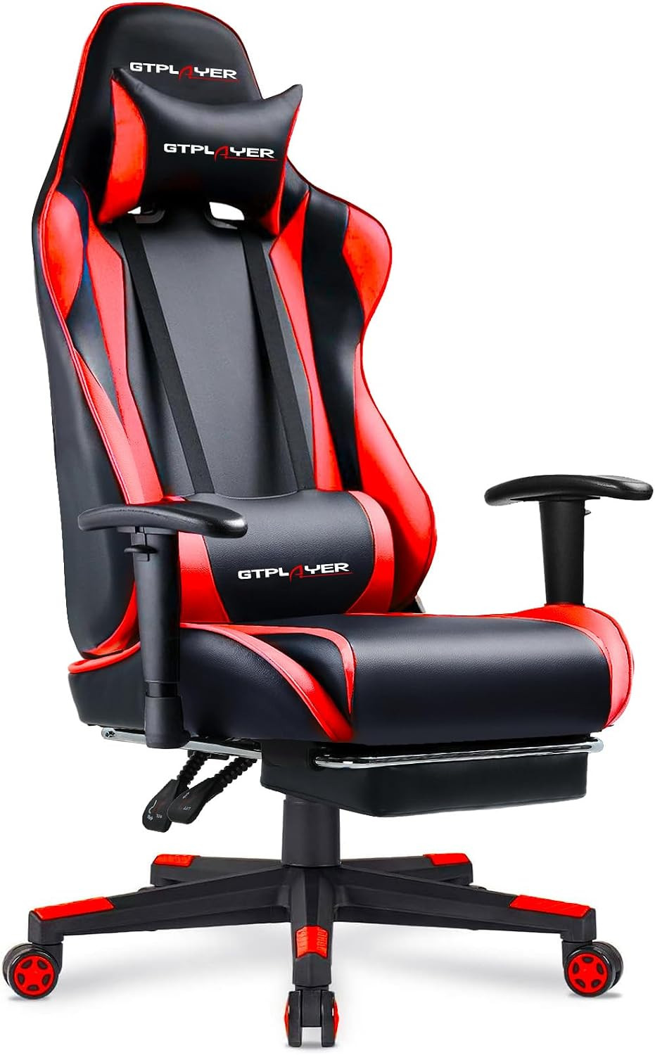 GTPLAYER Gaming Chair with Footrest, Ergonomic Computer Game Desk Chair, Reclining Gamer Chair Seat Height Adjustment, Swivel Rocker with Headrest and Lumbar (Brickred) | Amazon (US)