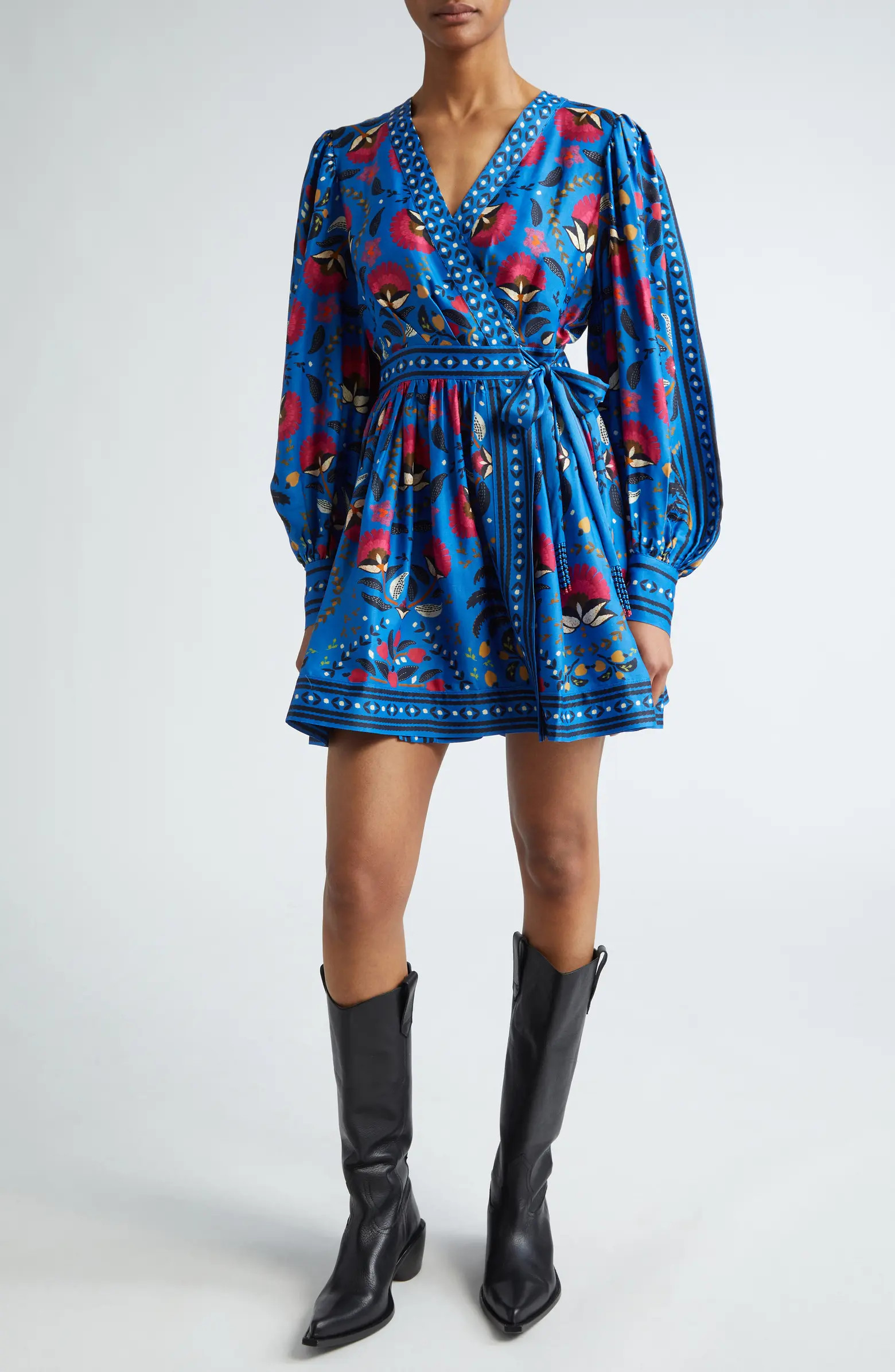 Palms Paradise Long Sleeve Wrap Minidress | Nordstrom