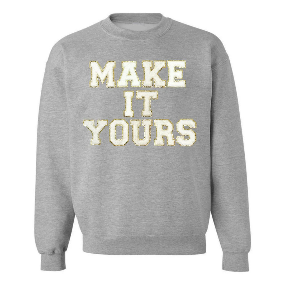Make It Yours™ Letter Patch Crewneck Sweatshirt | United Monograms