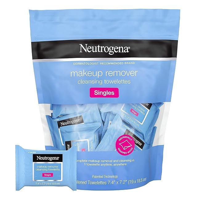 Neutrogena Makeup Remover Facial Cleansing Towelette Singles, Daily Face Wipes to Remove Dirt, Oi... | Amazon (US)