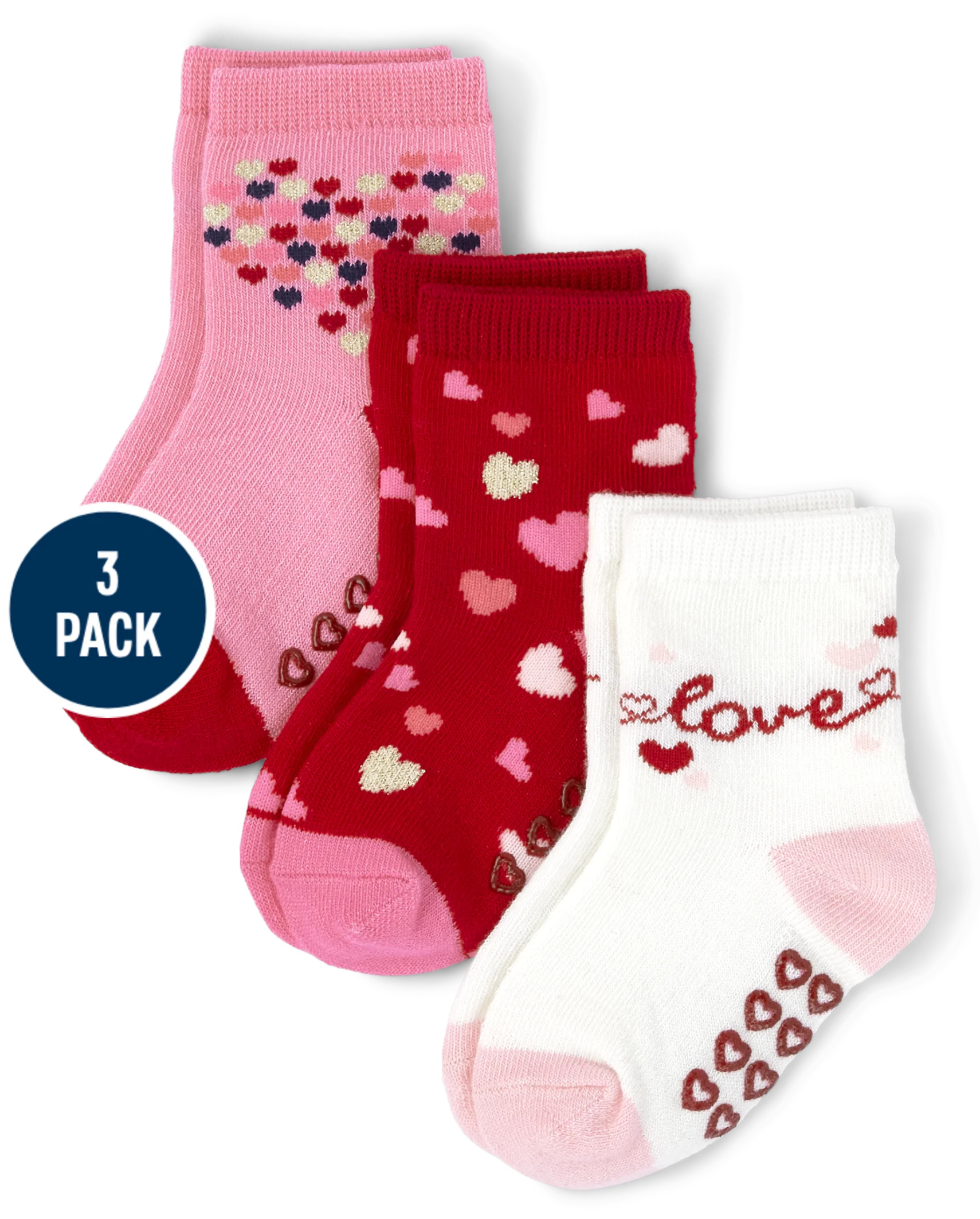 Baby And Toddler Girls Heart Midi Socks 3-Pack - multi clr | The Children's Place