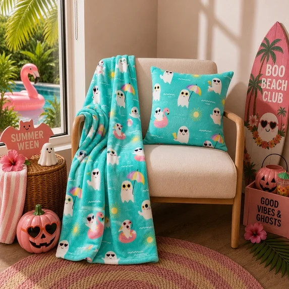 Summer Ween Oversize Super Soft Plush Throw Blankets, Patio Pool Halloween Throws, SUMMER CHILLS | Walmart (US)