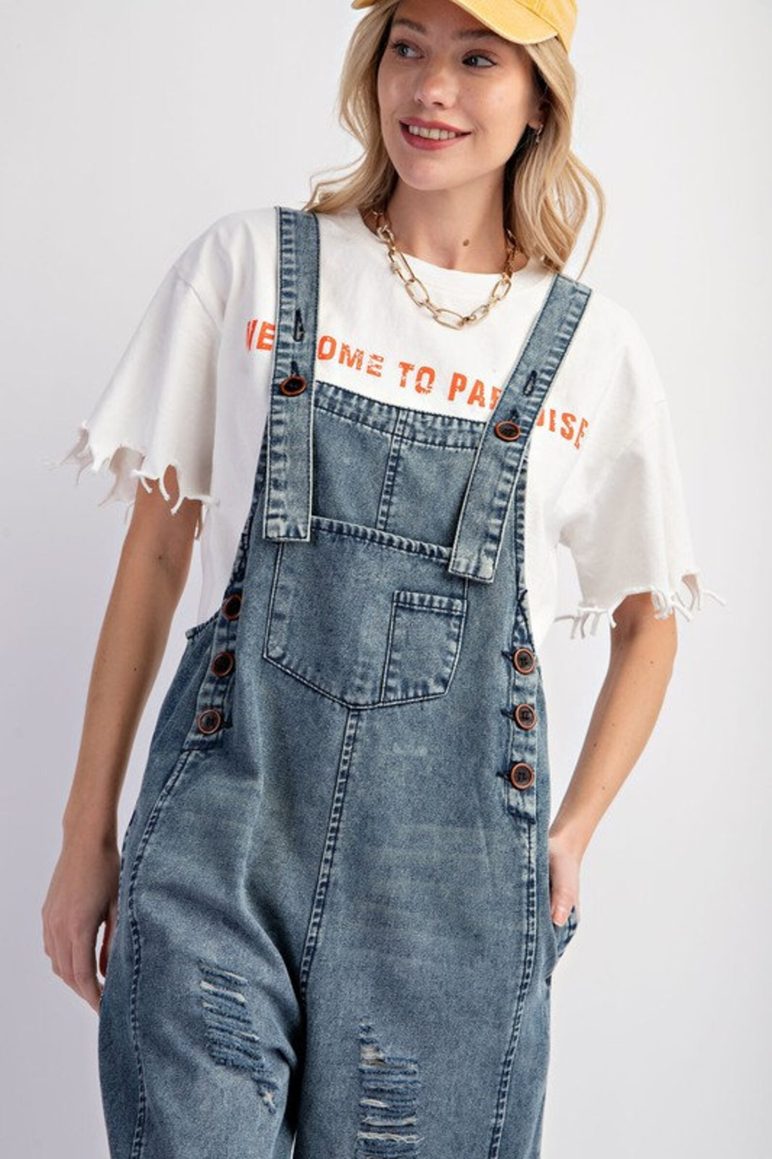 Washed Denim Loose Fit Overalls Jumpsuit With Pockets - Etsy | Etsy (US)