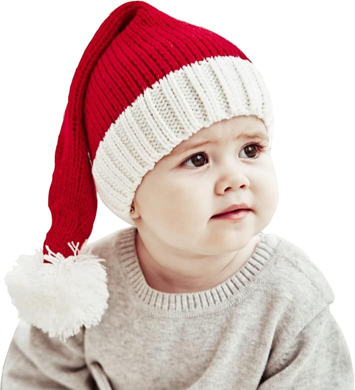 Christmas Hat for Kids, Santa Hat Winter Hat for Baby Slouchy Beanie Windproof Warm Knit Christma... | Amazon (US)