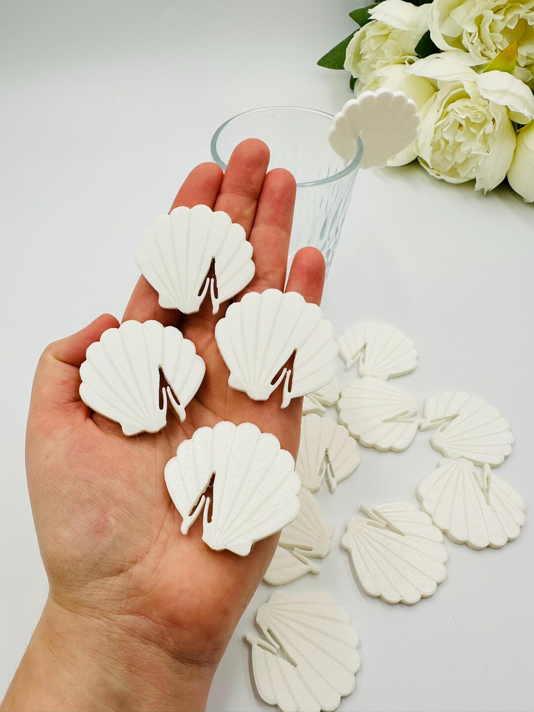 20pcs Sea Shell Glass Toppers Mermaid Baby Shower Party Drink Markers Beach Wedding Cocktail Char... | Etsy (US)