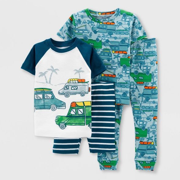 Toddler Boys' 4pc Beach Vehicles Pajama Set - Just One You® made by carter's White/Green/Gray | Target