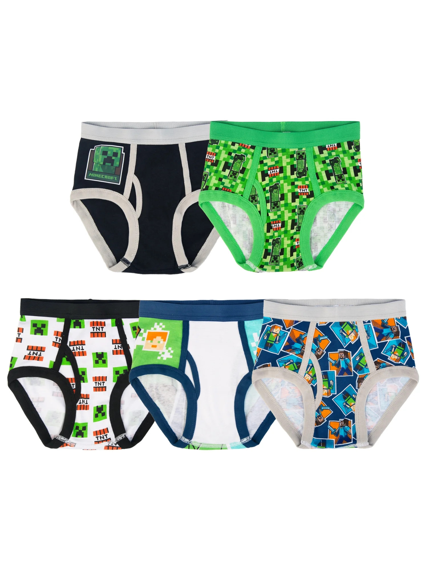 Minecraft Boys Cotton Brief Character Underwear, 5-pack, Size 4-8 Underpants - Walmart.com | Walmart (US)