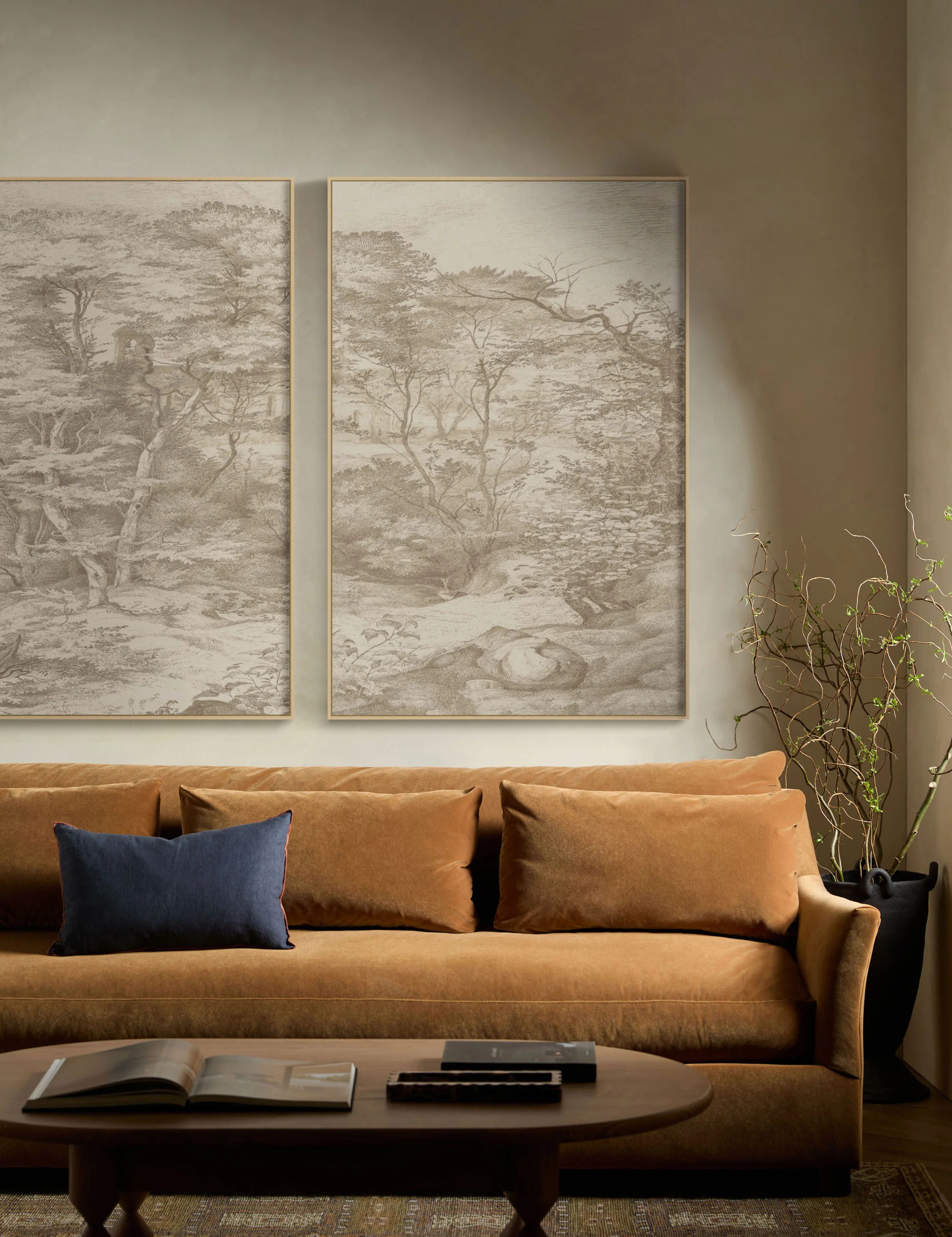 Toile in Neutral Wall Art Diptych Wall Art (Set of 2) | Lulu and Georgia 