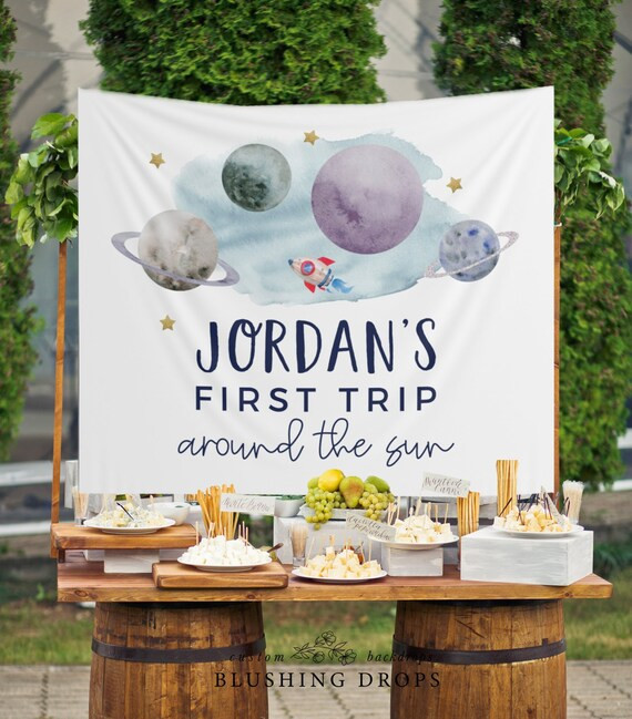 Outer Space First Birthday Backdrop First Trip Around the Sun - Etsy | Etsy (US)