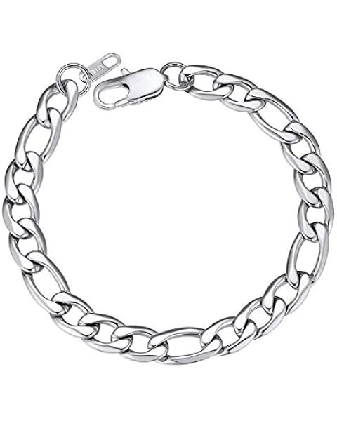 ChainsPro Men Sturdy Figaro/Cuban Chain Bracelet, 6/9/13mm Width, 7.48/8.26inch Length, 316L Stai... | Amazon (US)