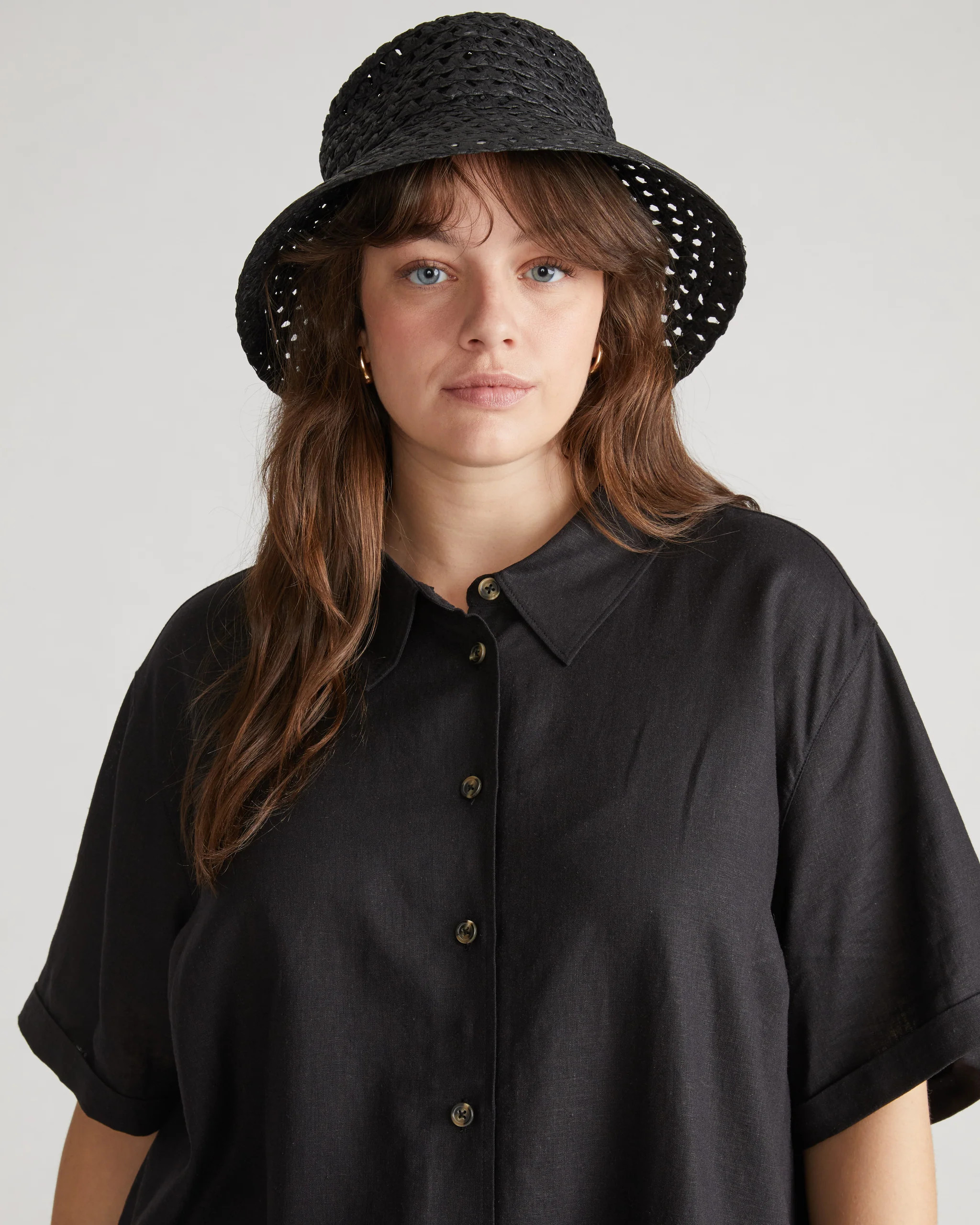 Dune Short Sleeve Linen Shirt
   Black | Universal Standard
