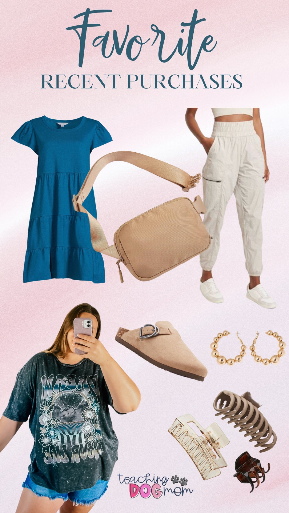 Here are a few of my favorite recent purchases all rounded up! I’ll list all the details below! 

Turquoise dress: TTS in an XL
Lulu dupe belt bag: Light brown 
Zipped joggers: TTS in an XL
Oversized graphic tee: Sized down to a Large
Comfy clogs: Sized up to a 10

#targetfinds #amazonfinds #walmartfinds #targetstyle #amazonstyle #walmartstyle #fashionfinds #midsizefinds #curvyfinds #midsizestyle #curvystyle

#LTKmidsize #LTKBacktoSchool #LTKcurves