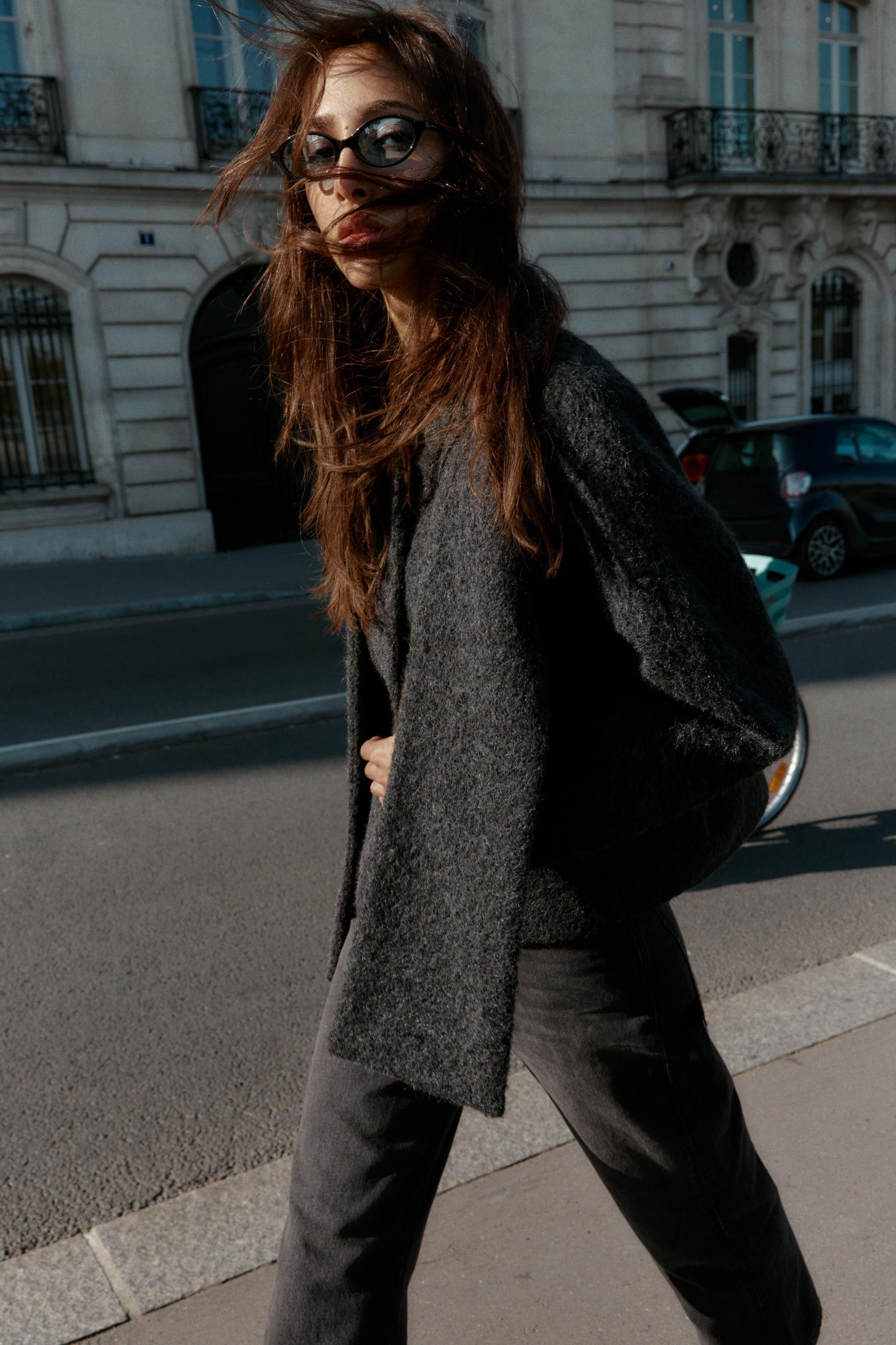 SHORT BOUCLÉ COAT WITH SCARF | Zara UK