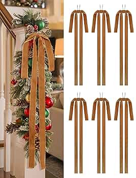 SIMISI RIBBON Camel Long Velvet Bows Ornaments for Christmas Tree, Wreath, Garland, Swag, Stairca... | Amazon (US)