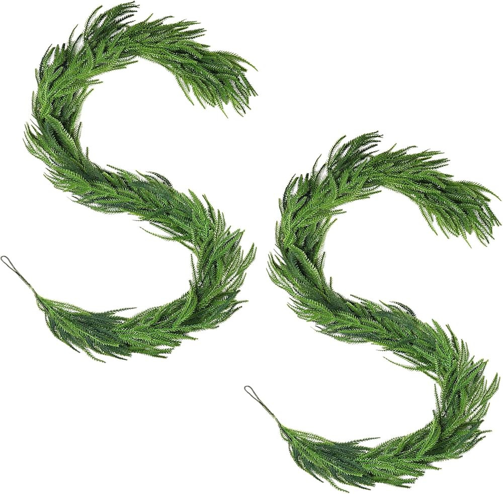 Cedar Garland Realistic Artificial,Christmas Garland for Mantle 6ft,Real Touch Norfolk Pine Garla... | Amazon (US)
