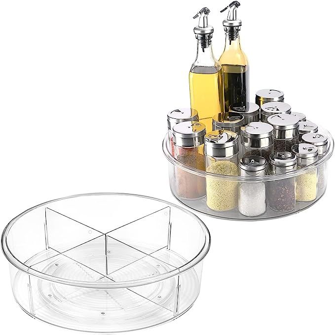 Amazon.com: 2 Pack Puricon Clear Lazy Susan Turntable Organizer (12 Inch & 10"), Plastic Rotating... | Amazon (US)