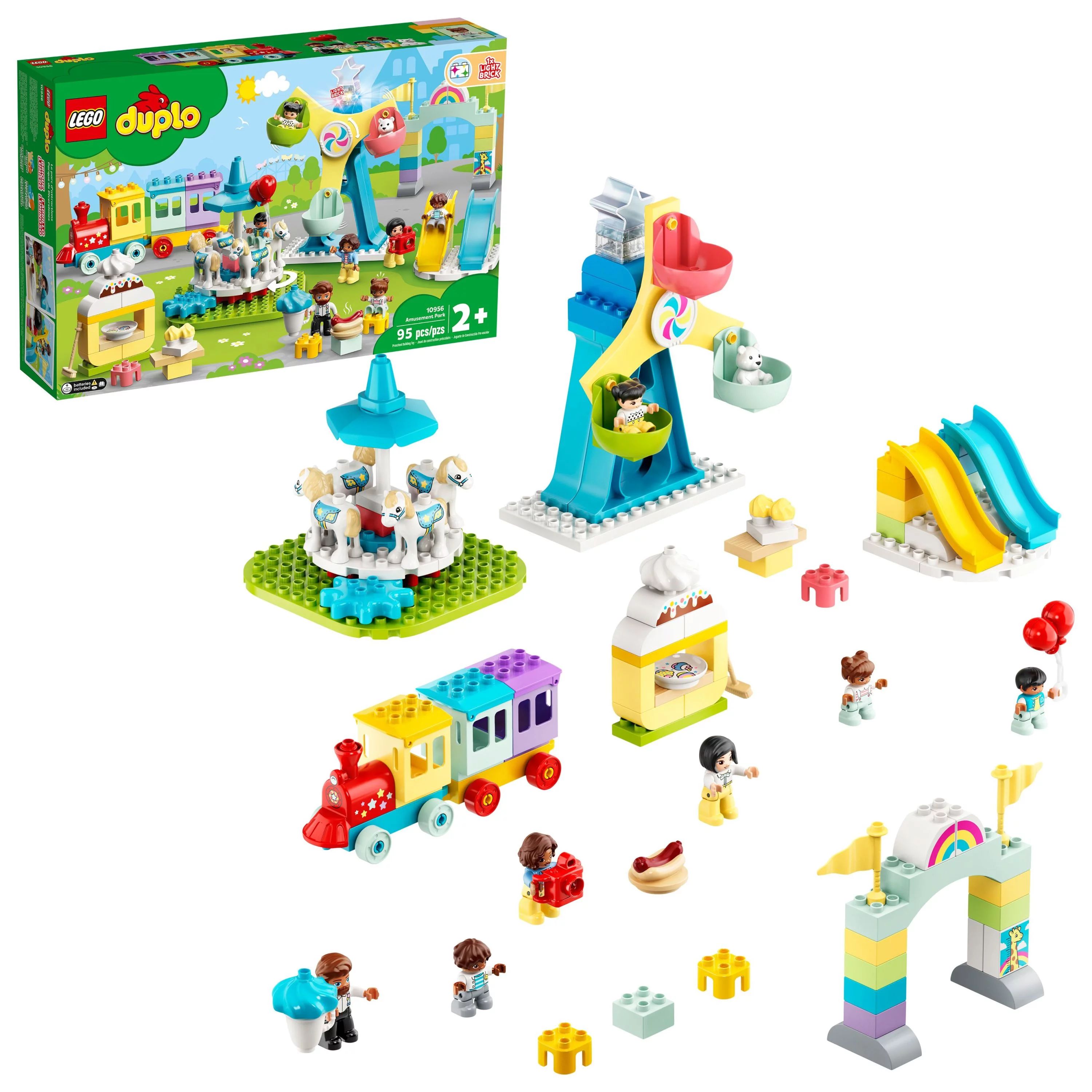 LEGO DUPLO Town Amusement Park Fairground 10956 Building Set - Featuring 7 Duplo Figures, Trains,... | Walmart (US)