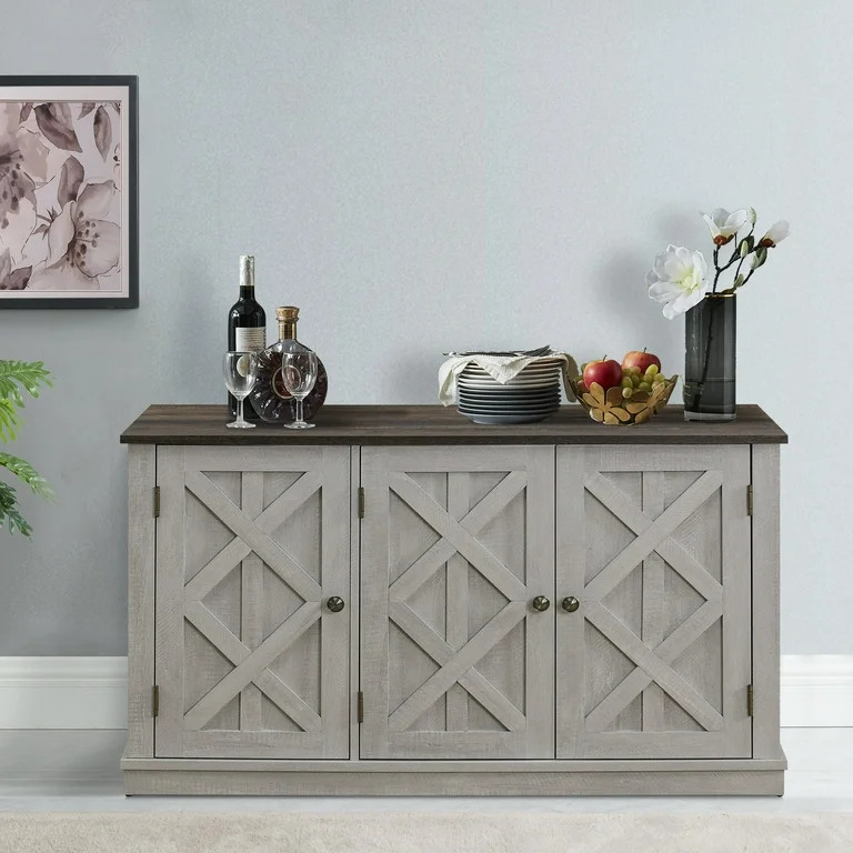 FESTIVO 48 in. 3-Door Sideboard Buffet Table Accent Cabinet - Off White | Walmart (US)