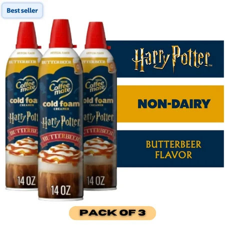 Coffee-mate Harry Potter Butterbeer Flavored Cold Foam Creamer, Gluten Free, 14 oz Cans, Pack of 3 | Walmart (US)