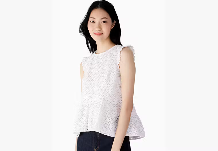 Eyelet Flounce Top | Kate Spade Outlet