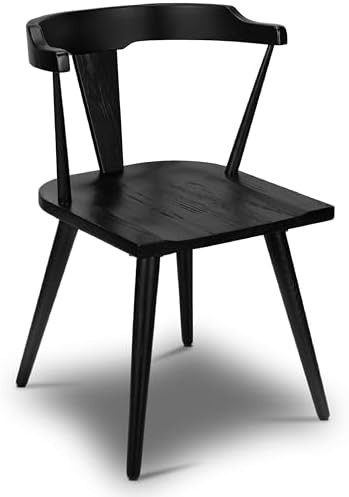 POLY & BARK Mid Century Modern Enzo Black Dining Chair – Solid Oak Wood Splat Back Chair, 18" S... | Amazon (US)