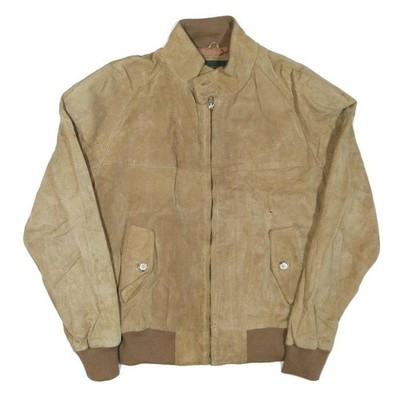 COTTRELL & HAYS Mens Beige Leather Bomber Jacket L Suede Zip Closure Casual | eBay UK