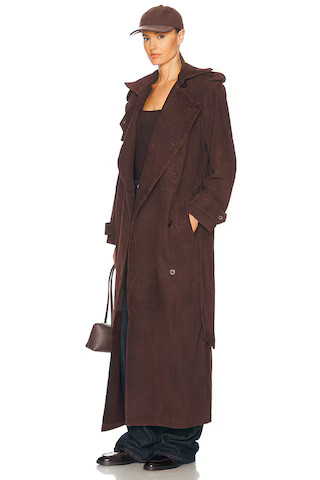 Suede Trench Coat in Saddle Brown | Revolve Clothing (Global)