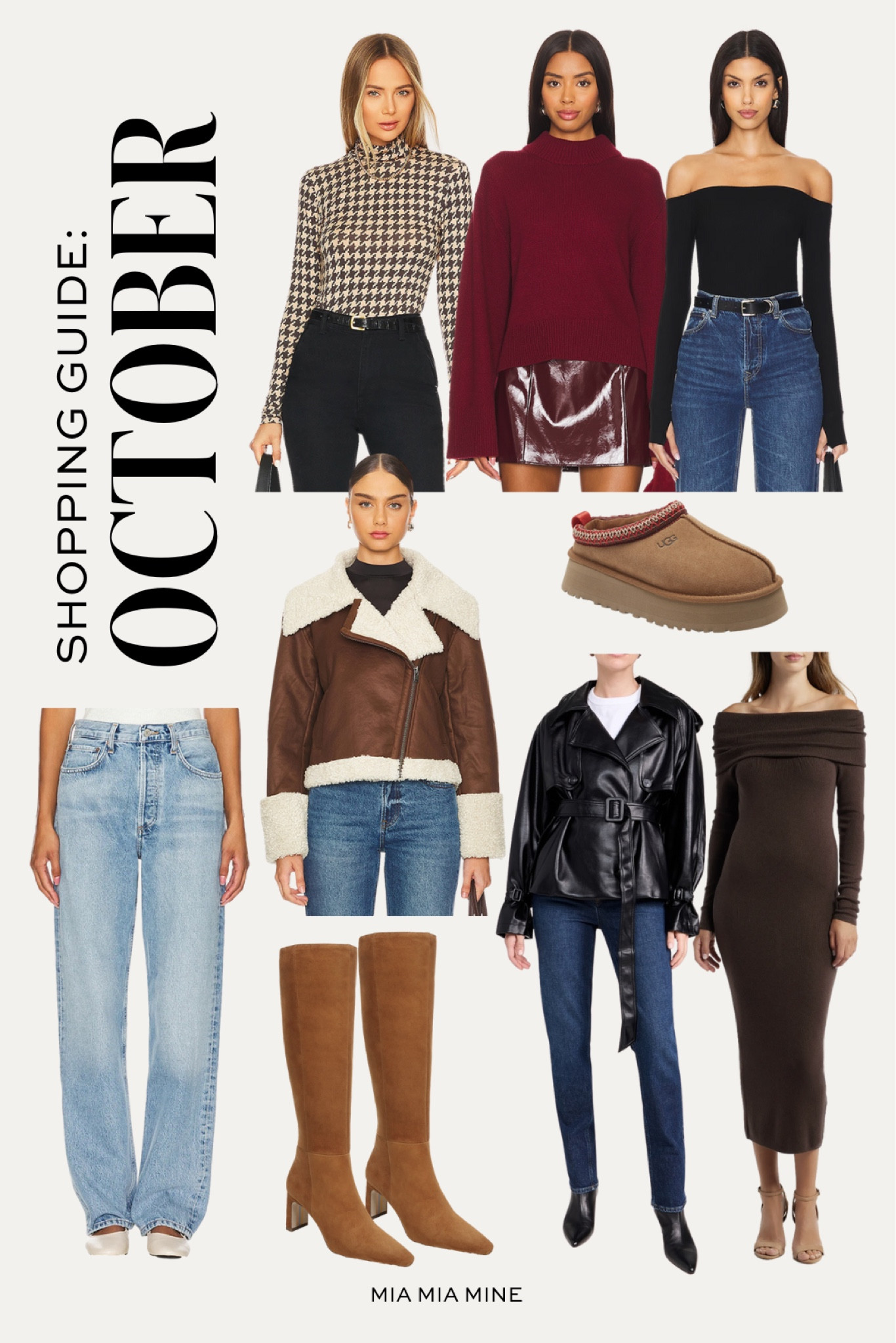 October wish list - burgundy sweater, fall tops, Ugg tazz slippers, agolde straight leg jeans, shearling jacket, suede boots and faux leather trench coat 

#LTKStyleTip #LTKSeasonal #LTKFindsUnder100