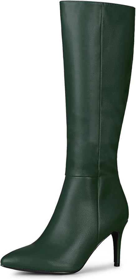 Allegra K Women's High Heels Pointed Toe Stiletto Heel Knee High Boots | Amazon (US)